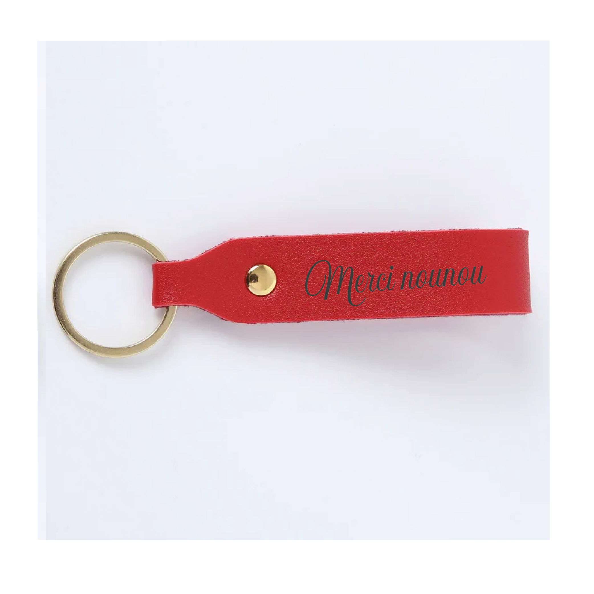 Porte-clés en cuir rouge personnalisé 