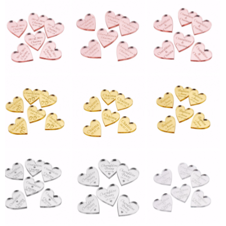 Etiquette personnalisée acrylique coeur X10