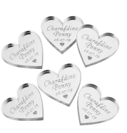 Etiquette personnalisée acrylique coeur X10