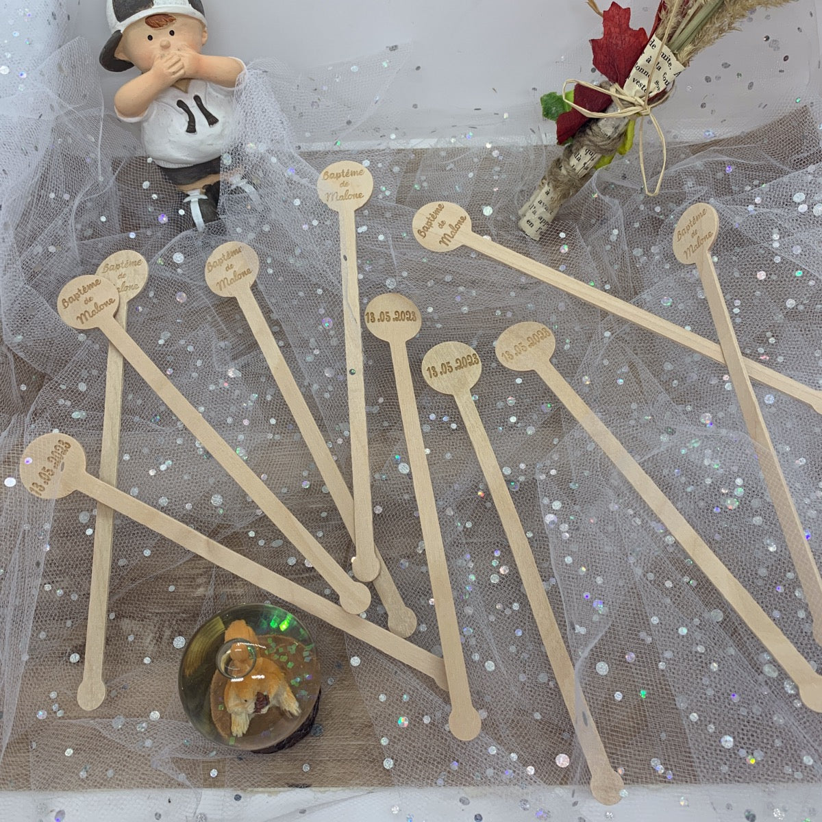Agitateurs à boissons personnalisé en bois x400