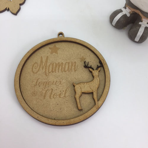 Boule de noël en bois personnalisée maman