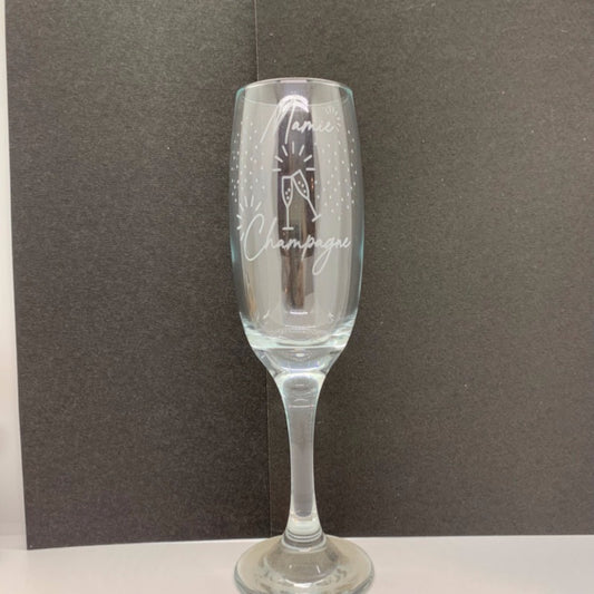 Verre flûte à champagne personnalisé avec prénoms et date
