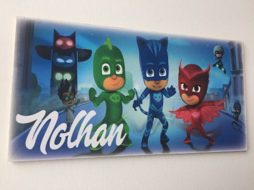 Plaque de porte personnalisée Pyjamask et prénom