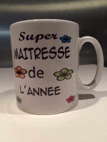 Mug personnalisé super maîtresse de l'année