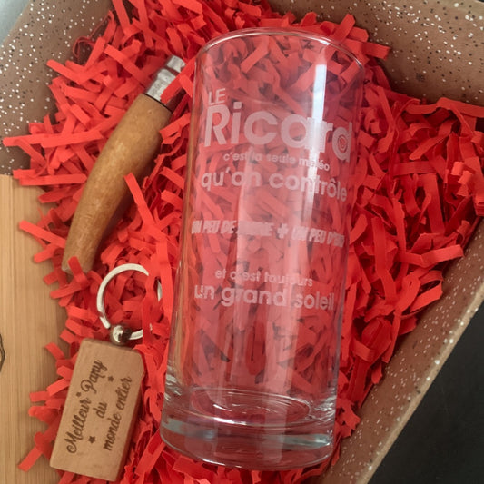 Coffret apéro personnalisé Meilleur papy verre planche couteau porte clé gravé