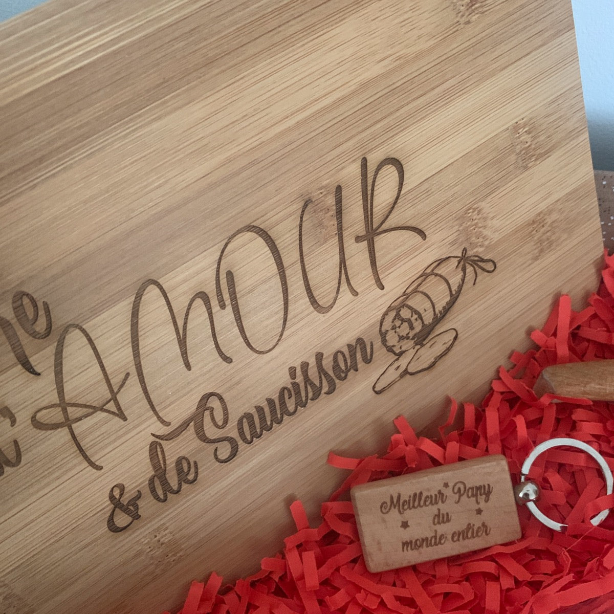 Coffret apéro personnalisé Meilleur papy verre planche couteau porte clé gravé