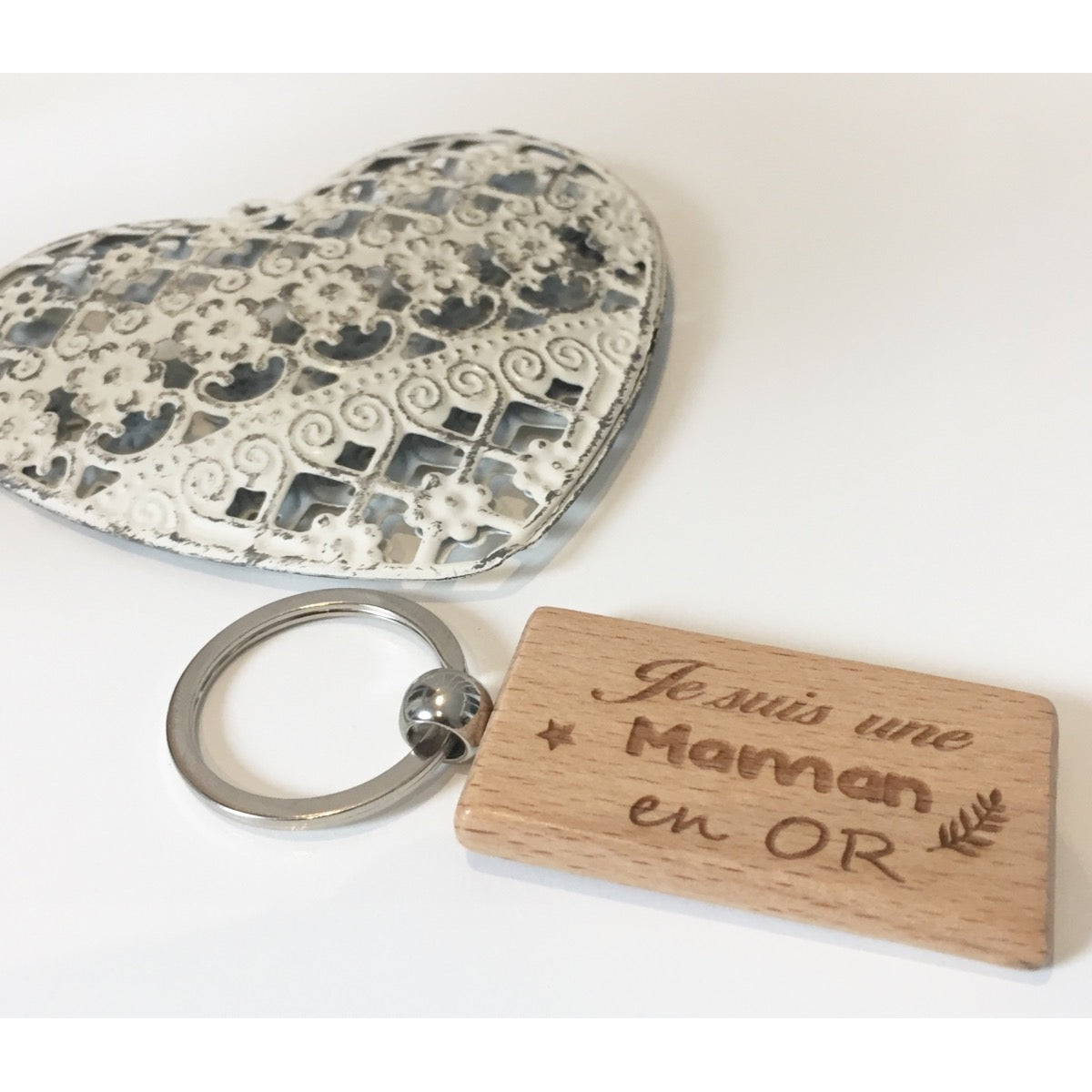 Porte-clés bois personnalisé " Je suis une maman en or "