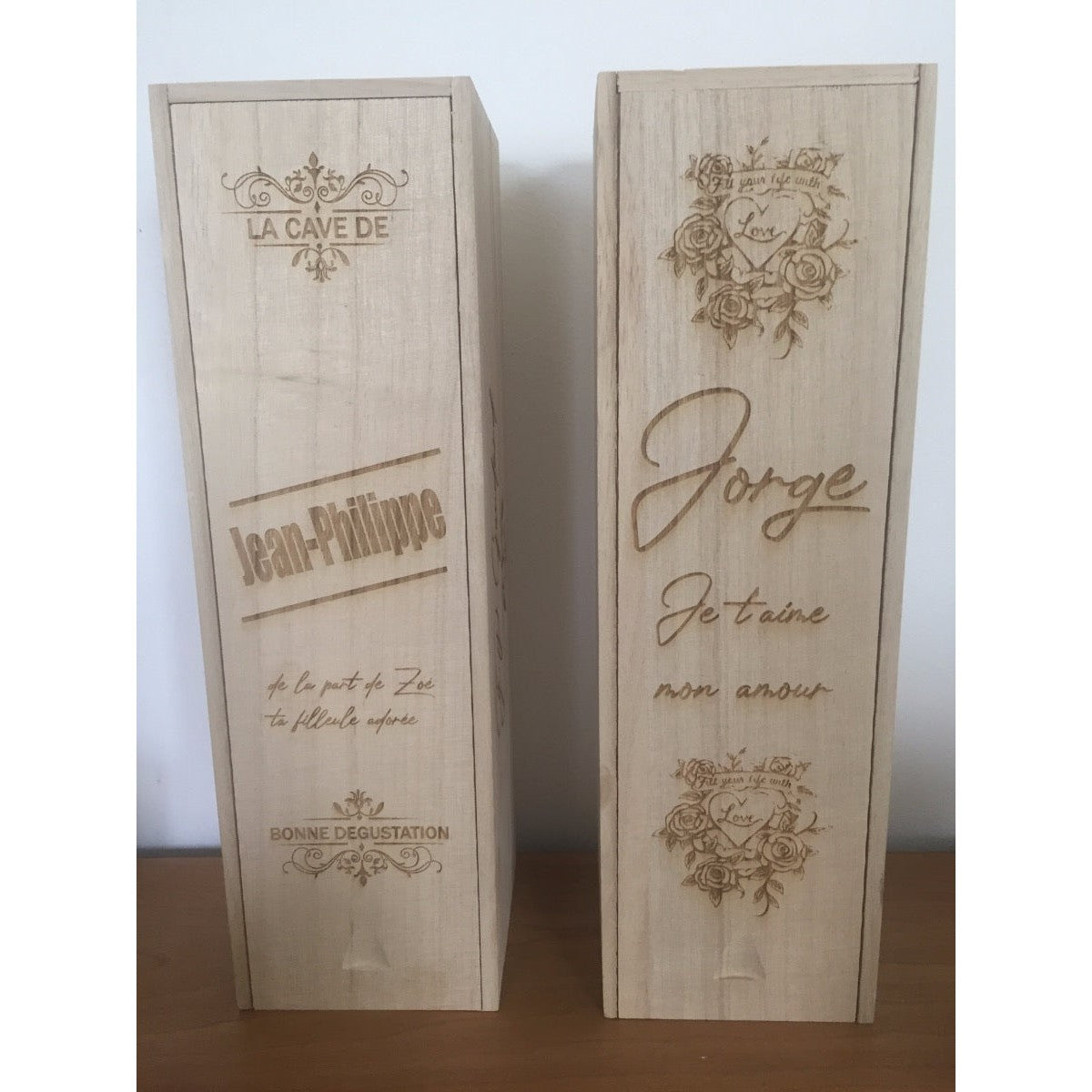 Caisse à bouteille en bois personnalisée
