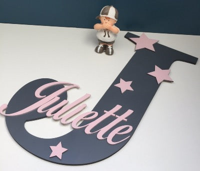 Lettre Super géante avec prénom personnalisée et étoiles