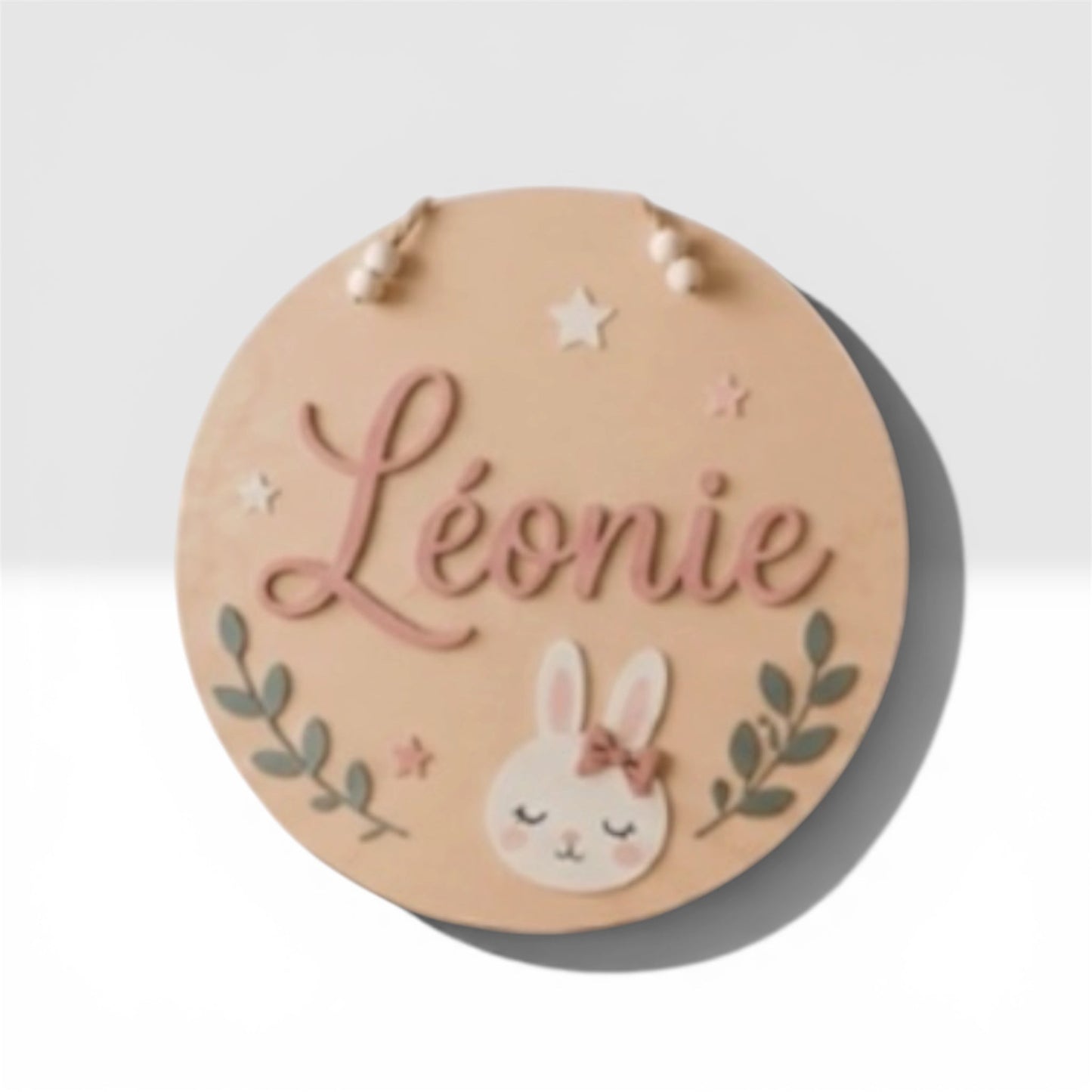Plaque de porte ronde personnalisée – Motif Lapin