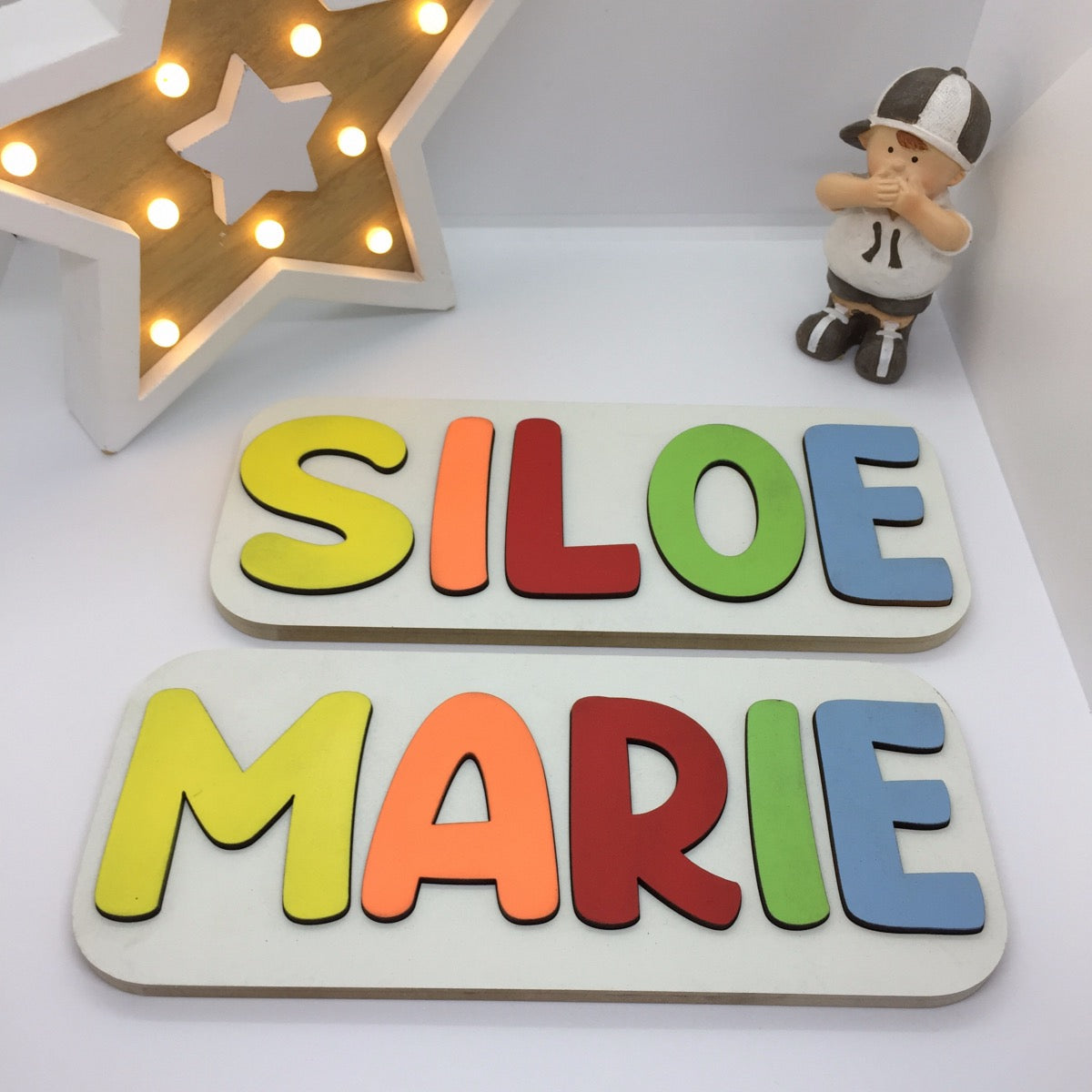 Puzzle en bois surface Blanche avec Prénom