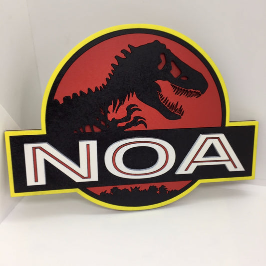 Plaque de porte Jurassic Park personnalisée en bois