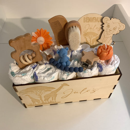 Box de Couches Personnalisée - Coffret Naissance Gravé