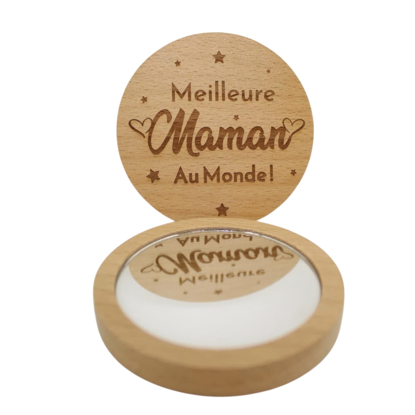 Miroir de poche en bambou Meilleure maman au monde