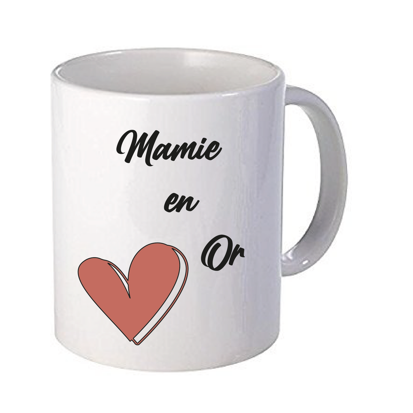 Mug Mamie en Or avec coeur personnalisé
