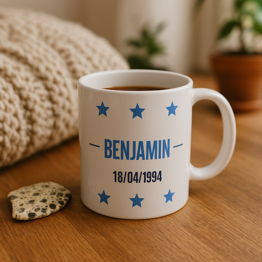 Mug Blanc personnalisé Prénom Date de naissance