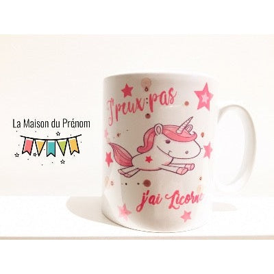Mug personnalisé J'peux pas j'ai licorne