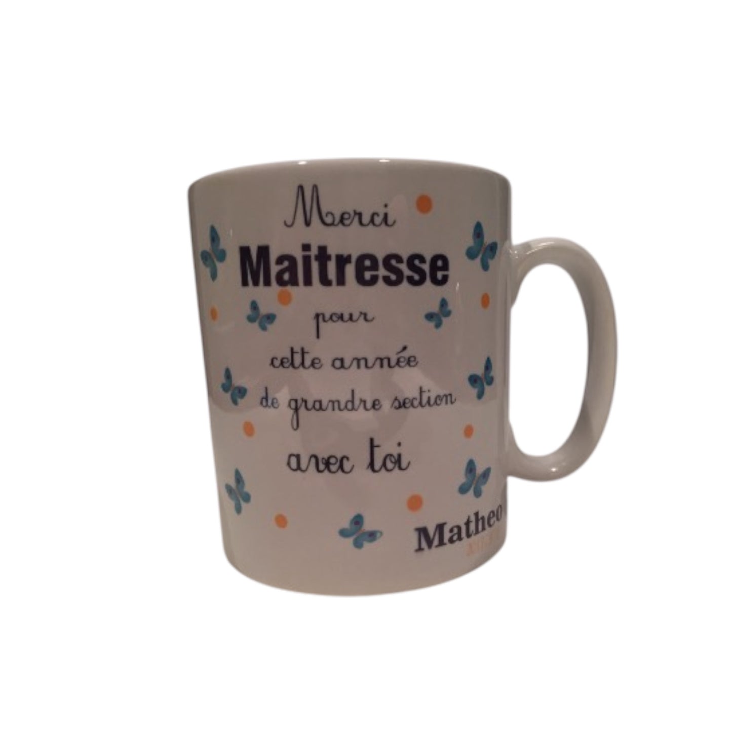 Mug Personnalisé Merci Maîtresse - Cadeau Fin d'Année Scolaire