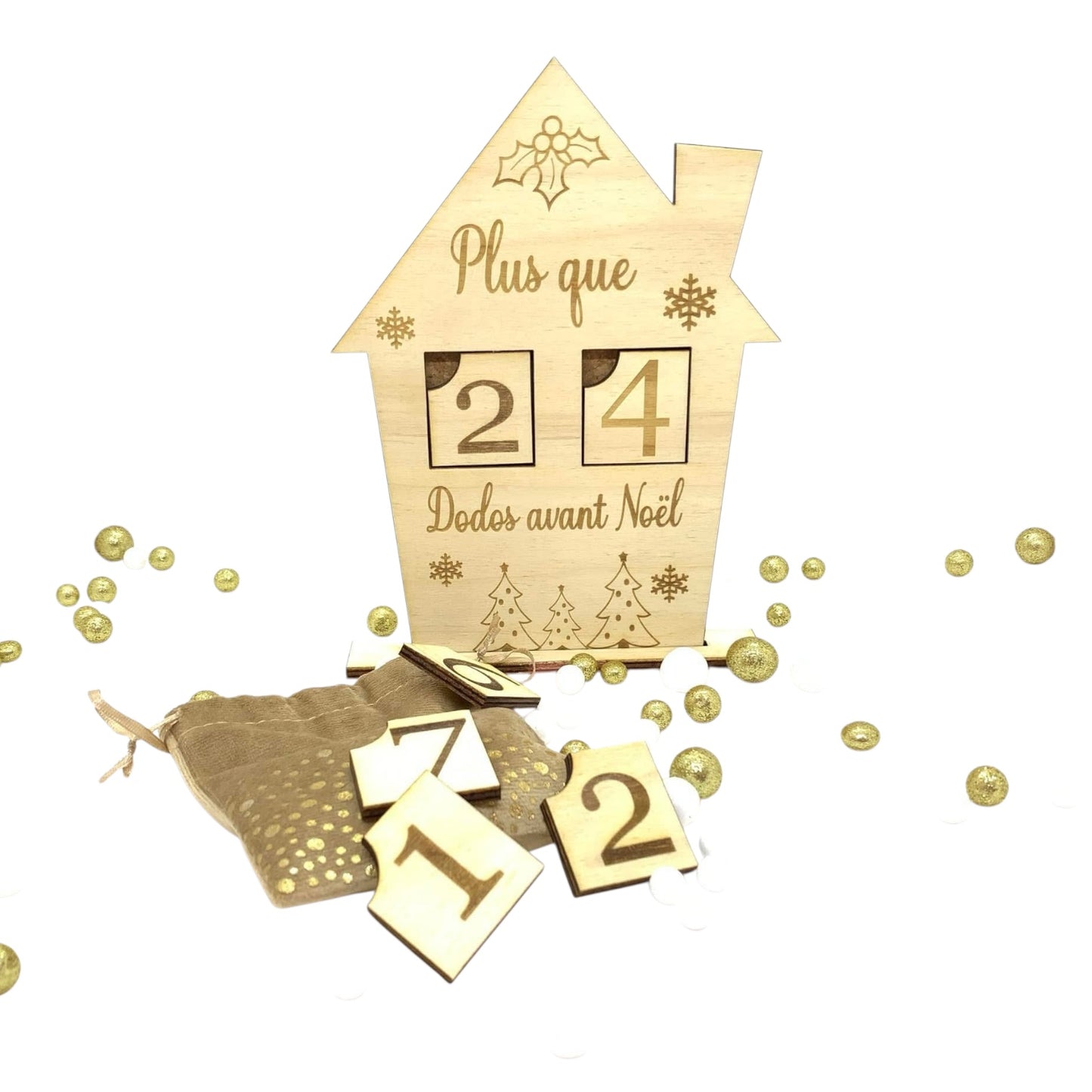 Compte à rebours de lAvent de Noël maison en bois personnalisé