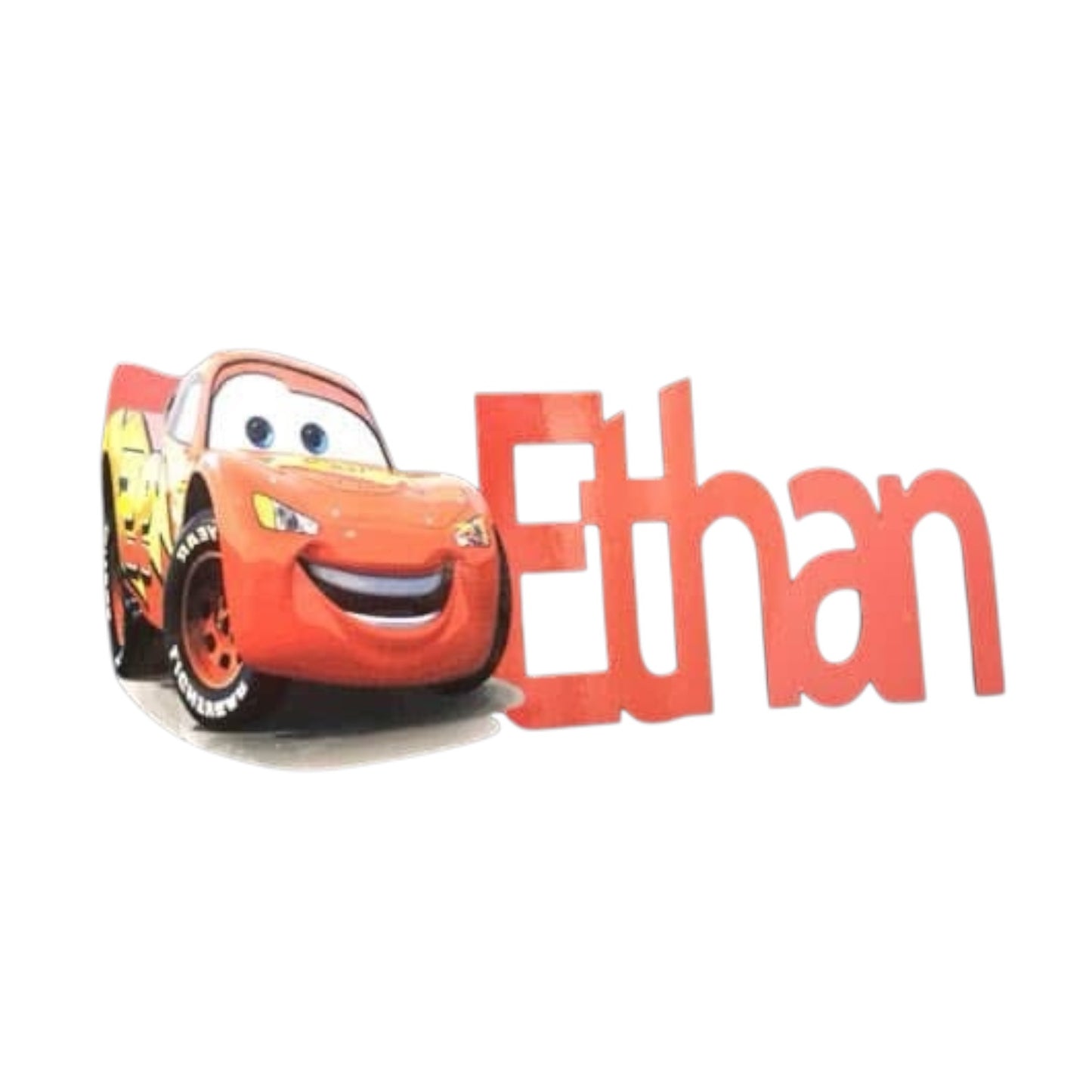 Plaque de porte décoration Cars 2 et prénom personnalisée