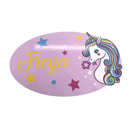 Plaque Porte Licorne Rose Personnalisée - Chambre Enfant Fille