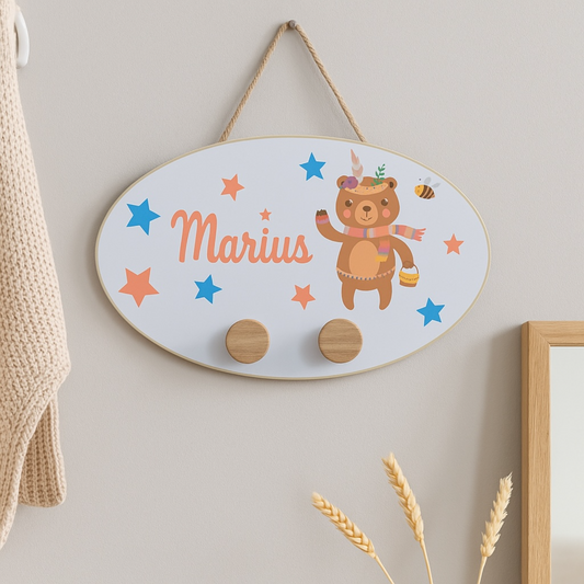 Porte-Manteau ourson personnalisé avec prénom
