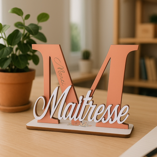 Lettre Initiale Personnalisée avec Prénom - Maîtresse