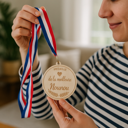 Médaille en bois personnalisée Meilleure nounou