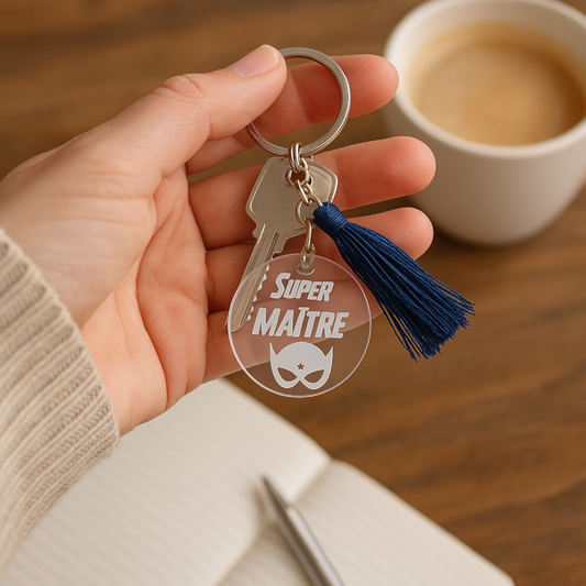 Porte clé personnalisé Super Maître - Cadeau unique pour les enseignants