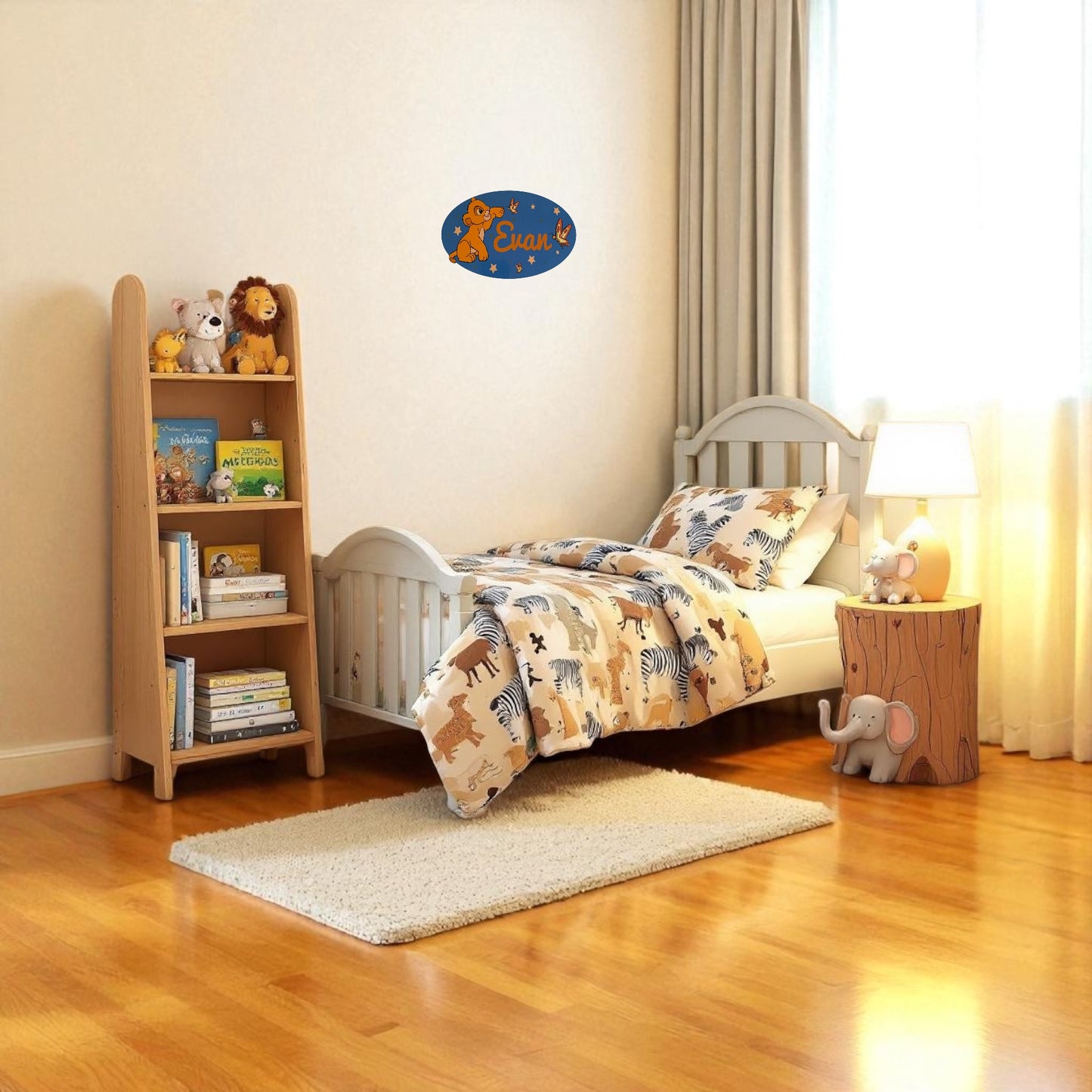 Plaque Porte Simba & Papillon Personnalisée - Chambre Enfant lion