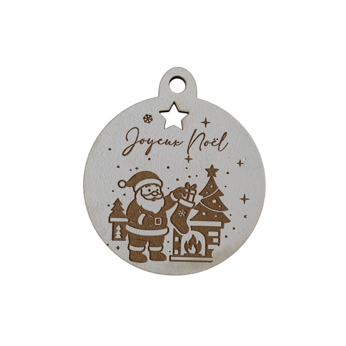 Boule de Noël en Bois Personnalisée - Père Noël et Sapins