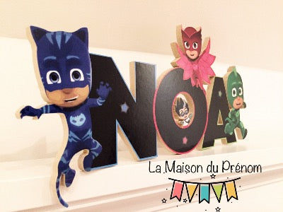 Plaque de porte personnalisée Pyjamask et prénom