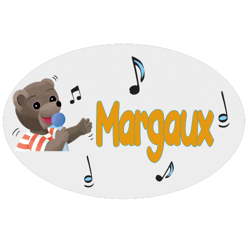 Plaque de porte petit ours brun chanteur personnalisée