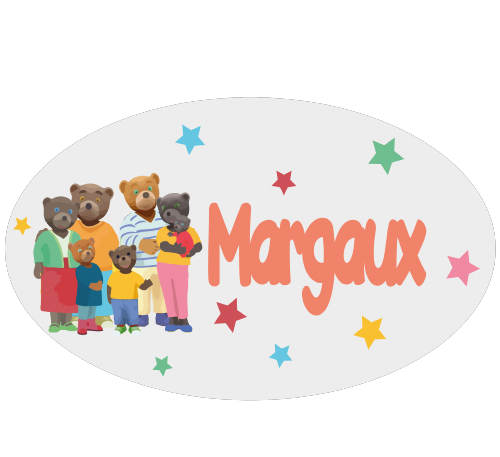 Plaque de porte petit ours brun et sa famille personnalisée