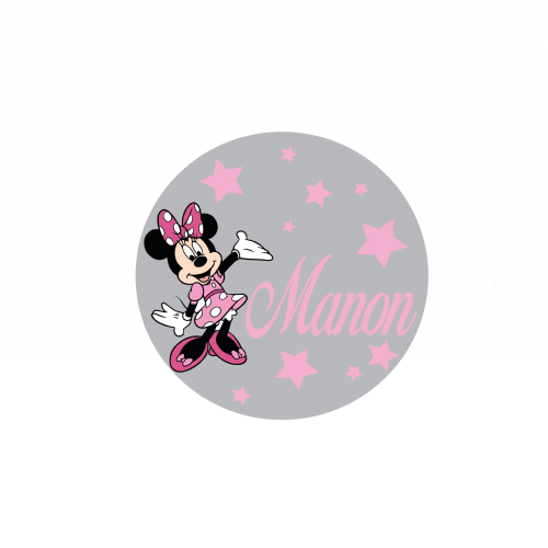 Plaque de porte cercle Minnie et prénom personnalisée