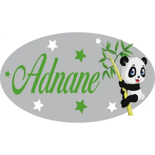 Panda Étoiles - Plaque de Porte Personnalisée