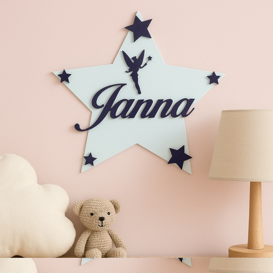 Plaque de porte étoile avec prénom personnalisée