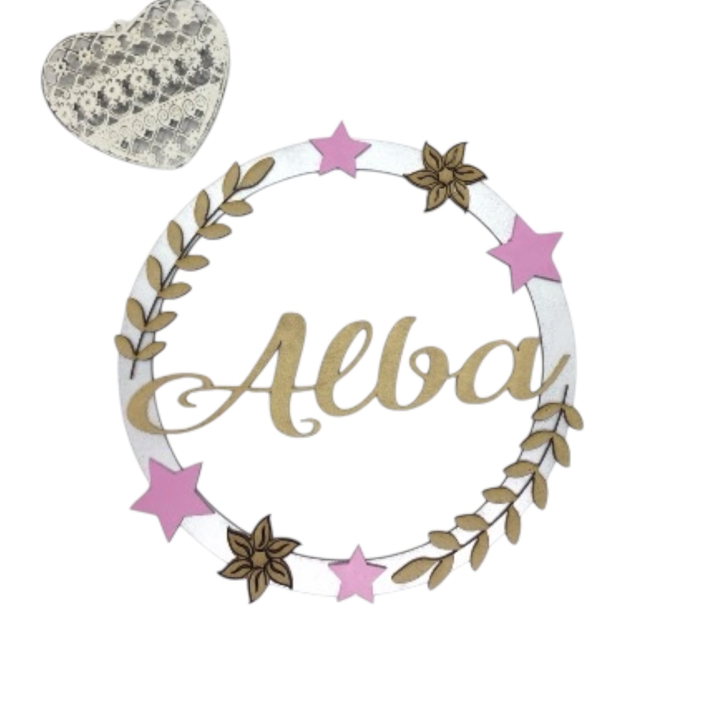 Plaque de porte personnalisée Cercle fleurs et prénom