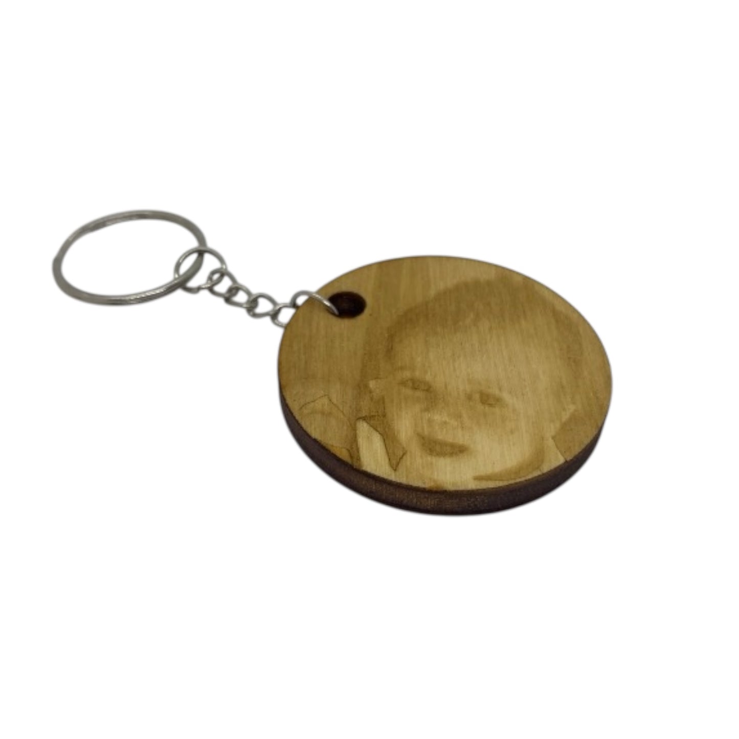 Porte-clé rond visage gravé personnalisé