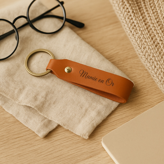 Porte-clés en cuir marron personnalisé