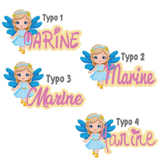 Plaque de porte décoration fille girl robe bleu et prénom personnalisée