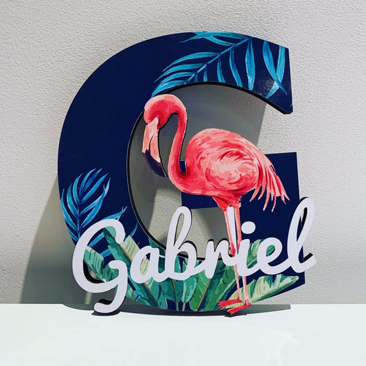 Lettre initiale animaux et prénom personnalisée