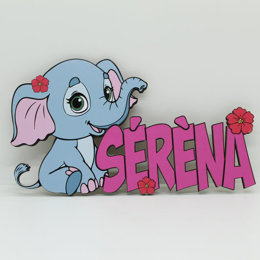 Plaque de porte de chambre éléphant personnalisée en bois