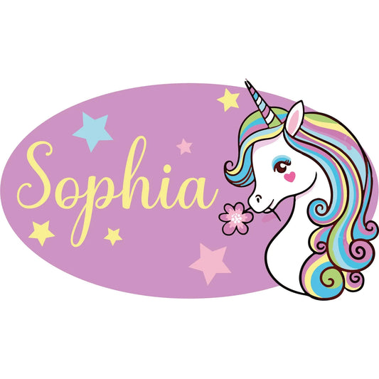 Plaque Porte Licorne Rose Personnalisée - Chambre Enfant Fille