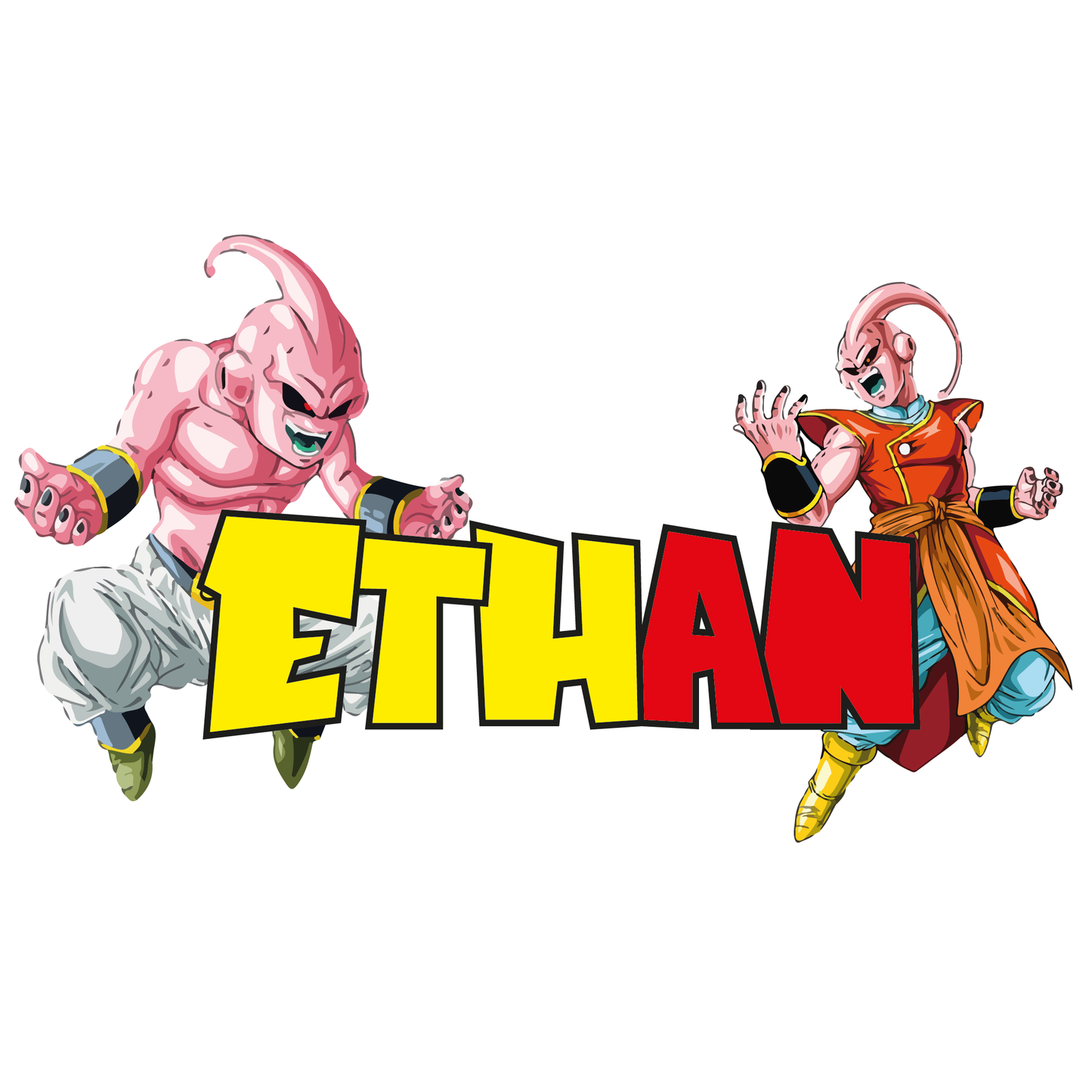 Plaque de porte Majin Boubou Dragon Ball Z personnalisée avec prénom - méchant rose