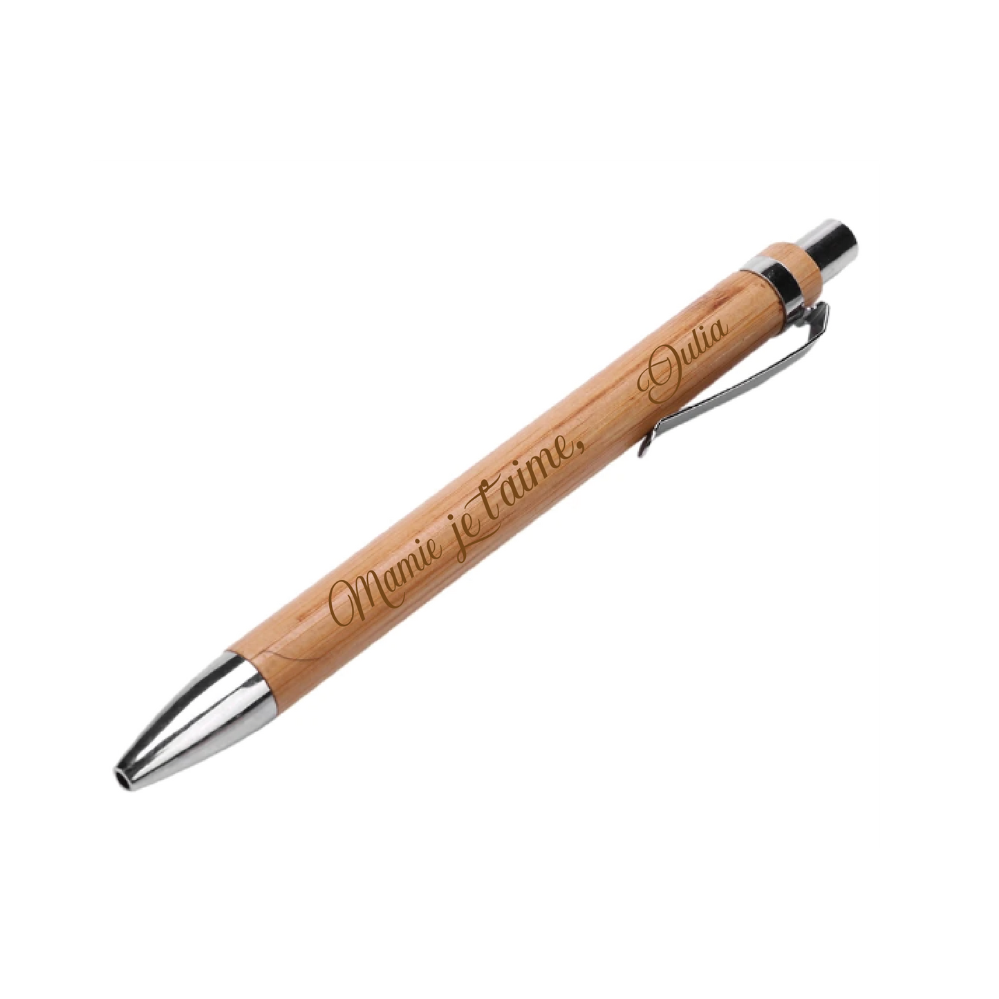 Stylo en bambou Mamie je t'aime personnalisé