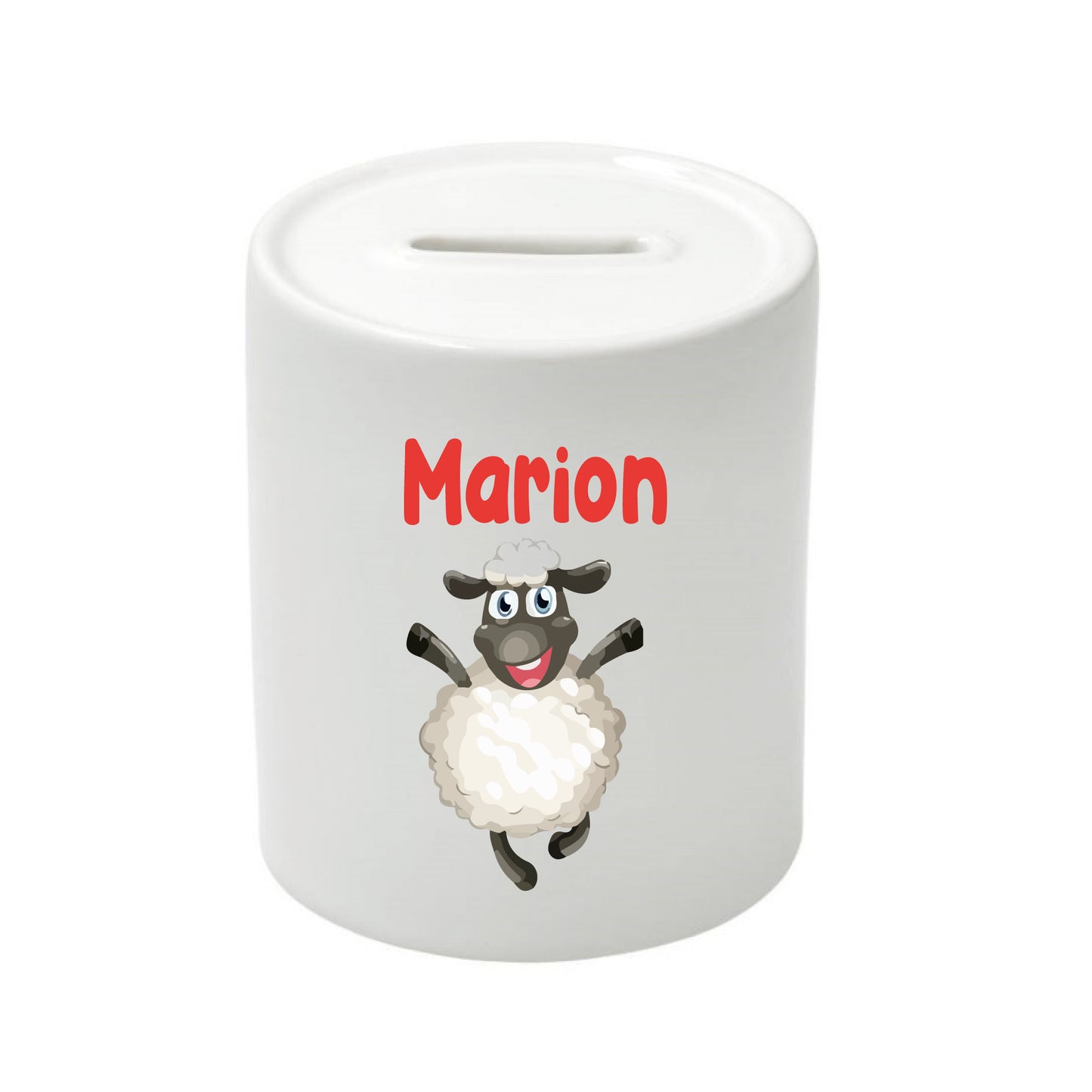 Tirelire enfant personnalisée avec prénom et mouton debout