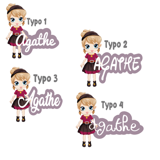 Plaque de porte décoration fille girl robe marron et prénom personnalisée