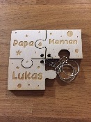 Porte-clé 3 pièces puzzle personnalisé avec prénom