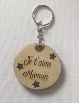 Porte-clé personnalisé en bois je t'aime maman, Bourges